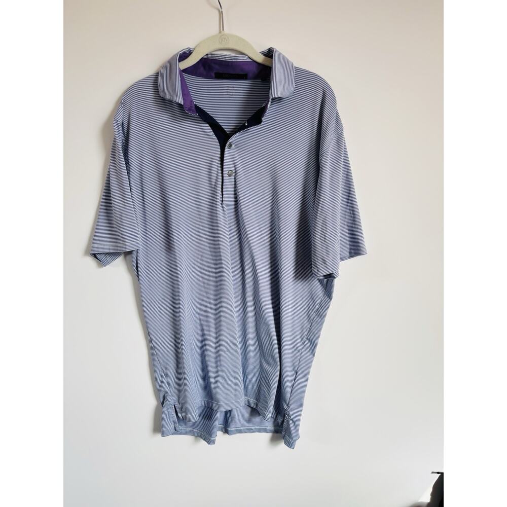 Greyson Golf Saranac Polo Mens Size Large Purple And Light Blue Performance Golf